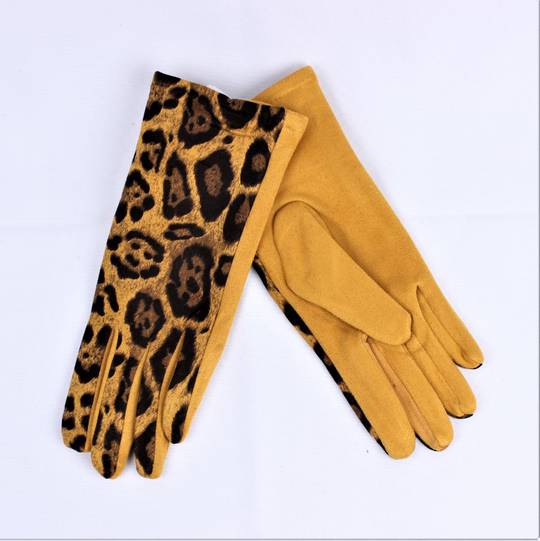 Shackelford ladies animal print glove mustard Style; S/LK4853